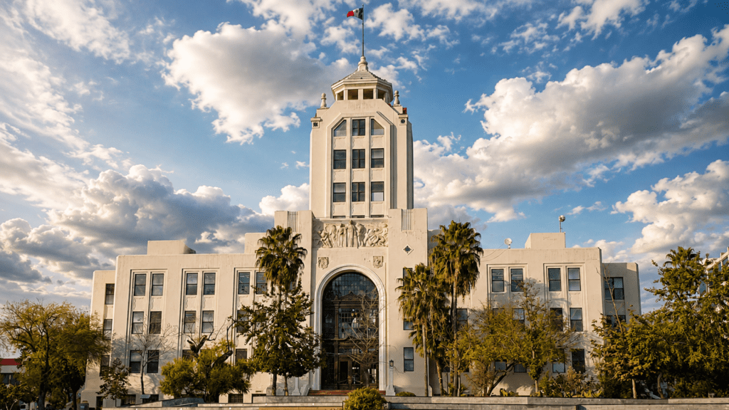 Fachada del Antiguo Palacio Federal de Monterrey, Nuevo León patrimonio arquitectónico del centro histórico documentado mediante fotogrametría como parte del proyecto PECDA Nuevo León 2025